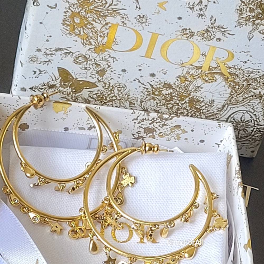 Dior Gold Crescent Moon  Chram Earrings - Picture 6 of 12